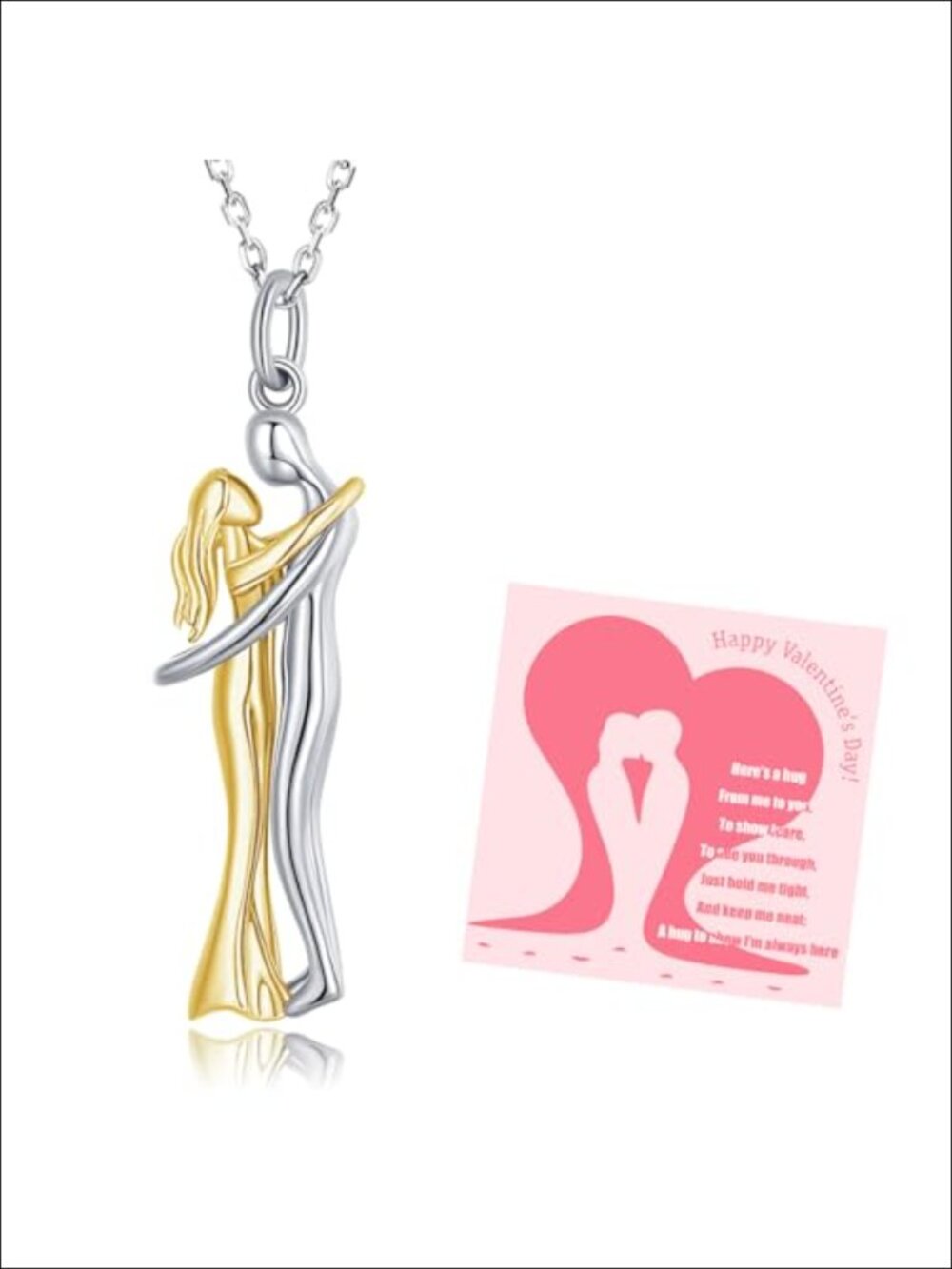 925 Sterling Silver Hug Necklace Two People Hugging Pendant Jewelry